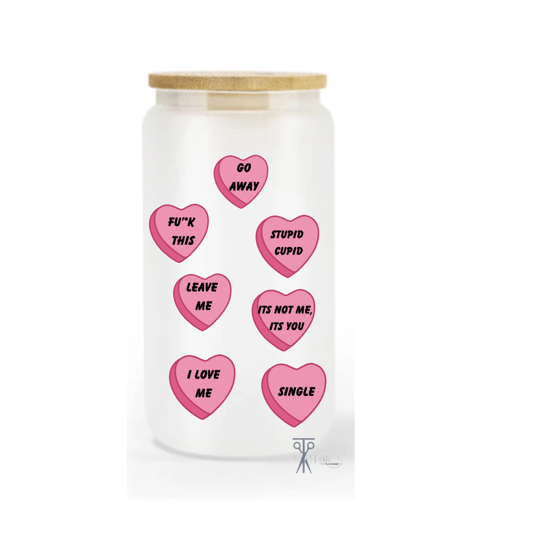 Anti - Valentines 16oz. Glass Cup