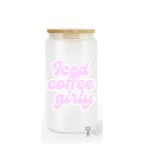 Iced Coffee Girly 16oz. Glass Cup