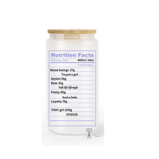 Nutritional Facts 16oz. Glass Cup